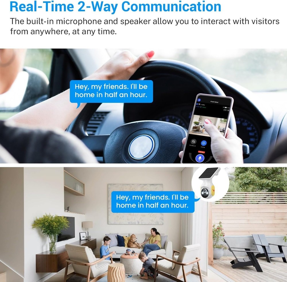 1080P Security Camera Wireless Solar Panel, Smart AI Human Detection,2-Way Audio