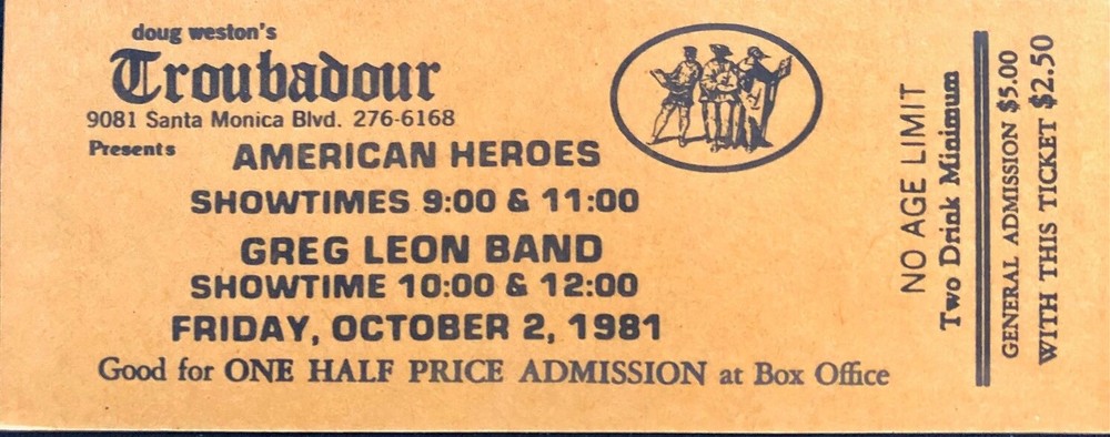 The Greg Leon Invasion Original Ticket