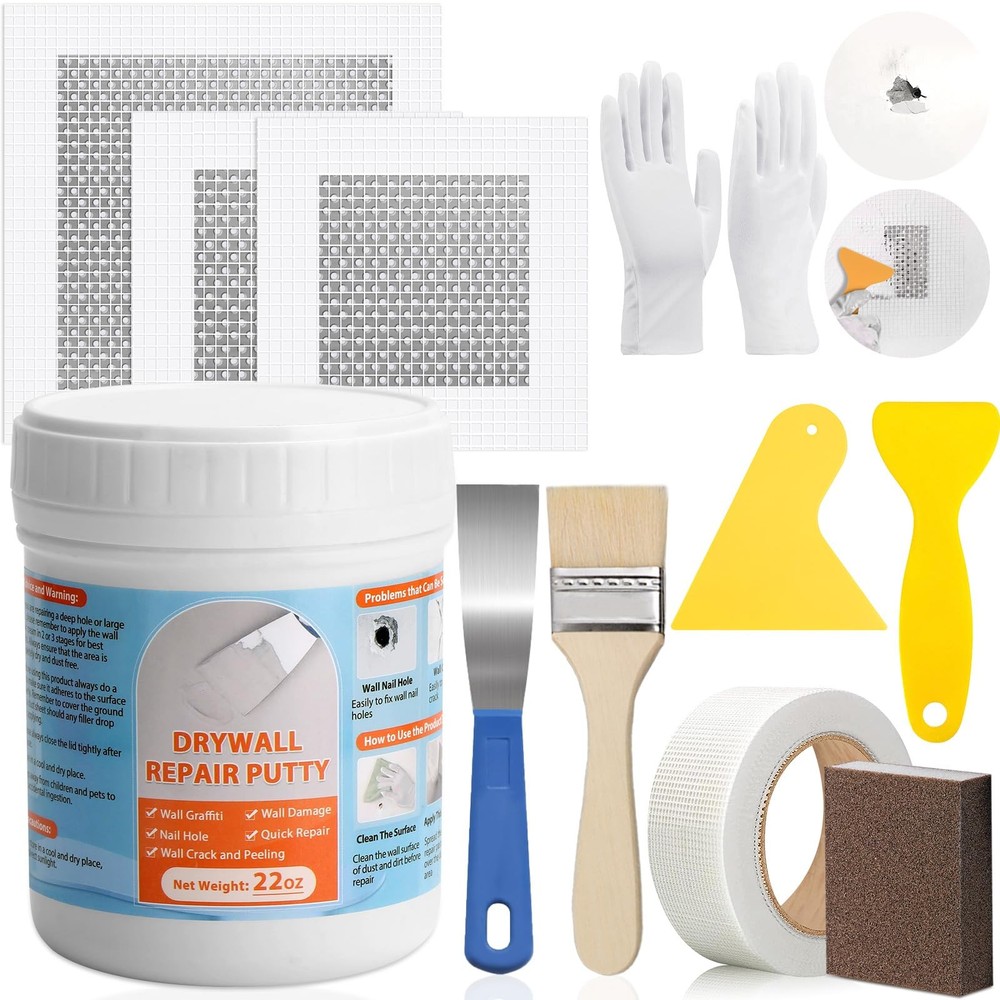 Dry Wall Patch Repair Kit, 22OZ Spackle Paste White Putty white