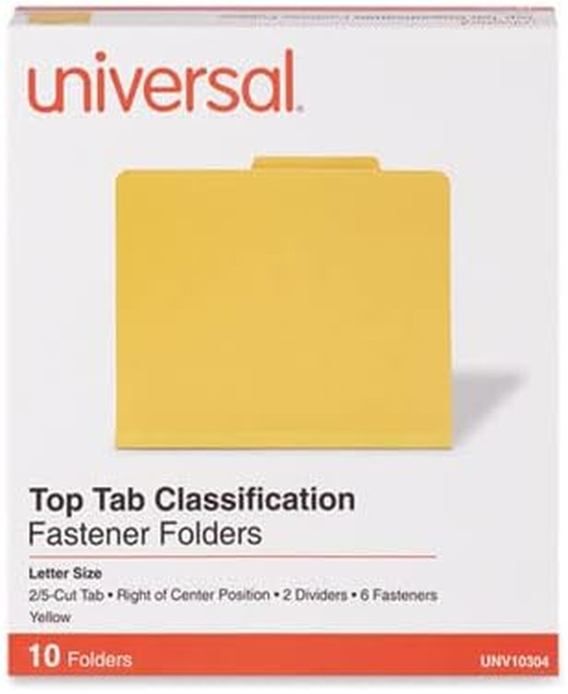 Pressboard Classification Folders, Letter, Six-Section, Yellow, 10/Box (10304)