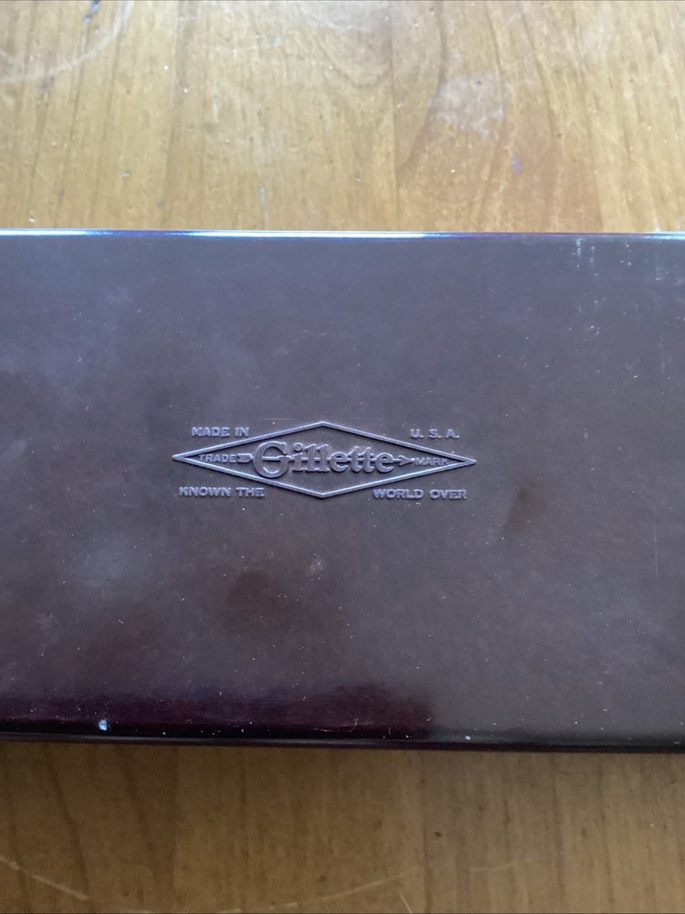 Vintage Gillette Razor Plastic Storage Brown Box