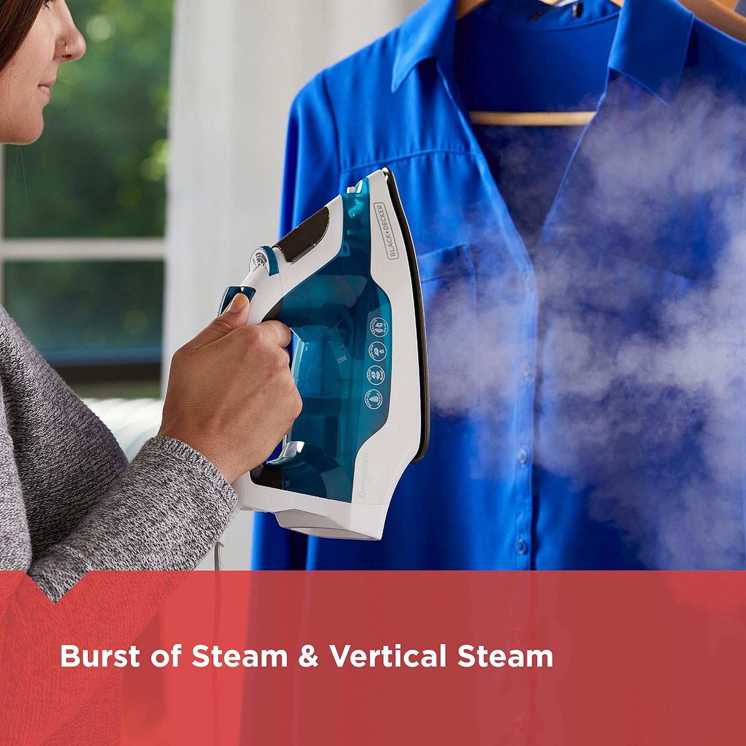 BLACK+DECKER Compact Easy Steam Iron with Non-Stick Soleplate and Vertical Steam