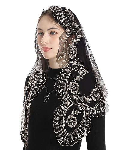 Triangle Catholic Church Mantilla Veils for Religious Christian Floral White
