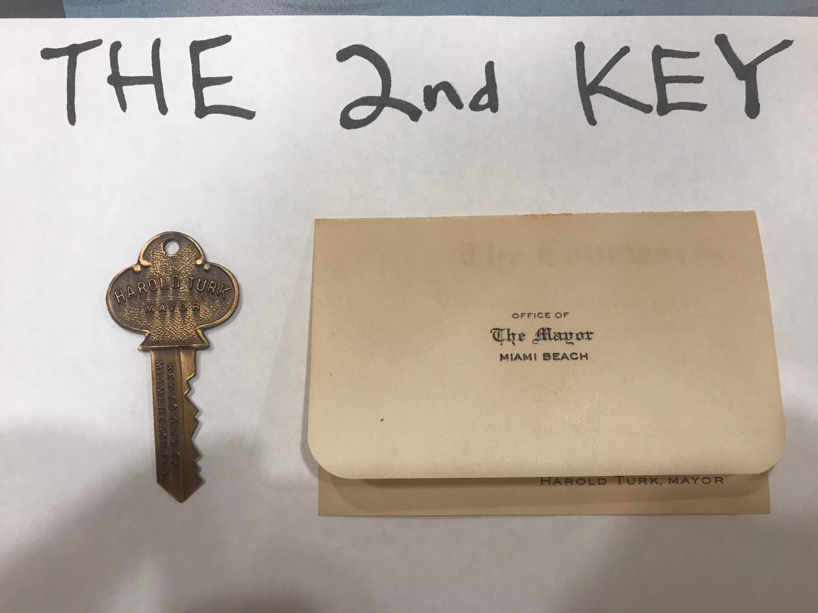 RARE-1950 Key to the City w/ Police Courtesies-Miami Beach FL-Mayor Harold Turk