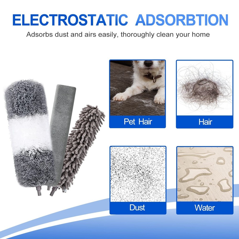 Microfiber Duster Kit (11PCS) - Washable Dusters with Extension Pole (30 to 1...