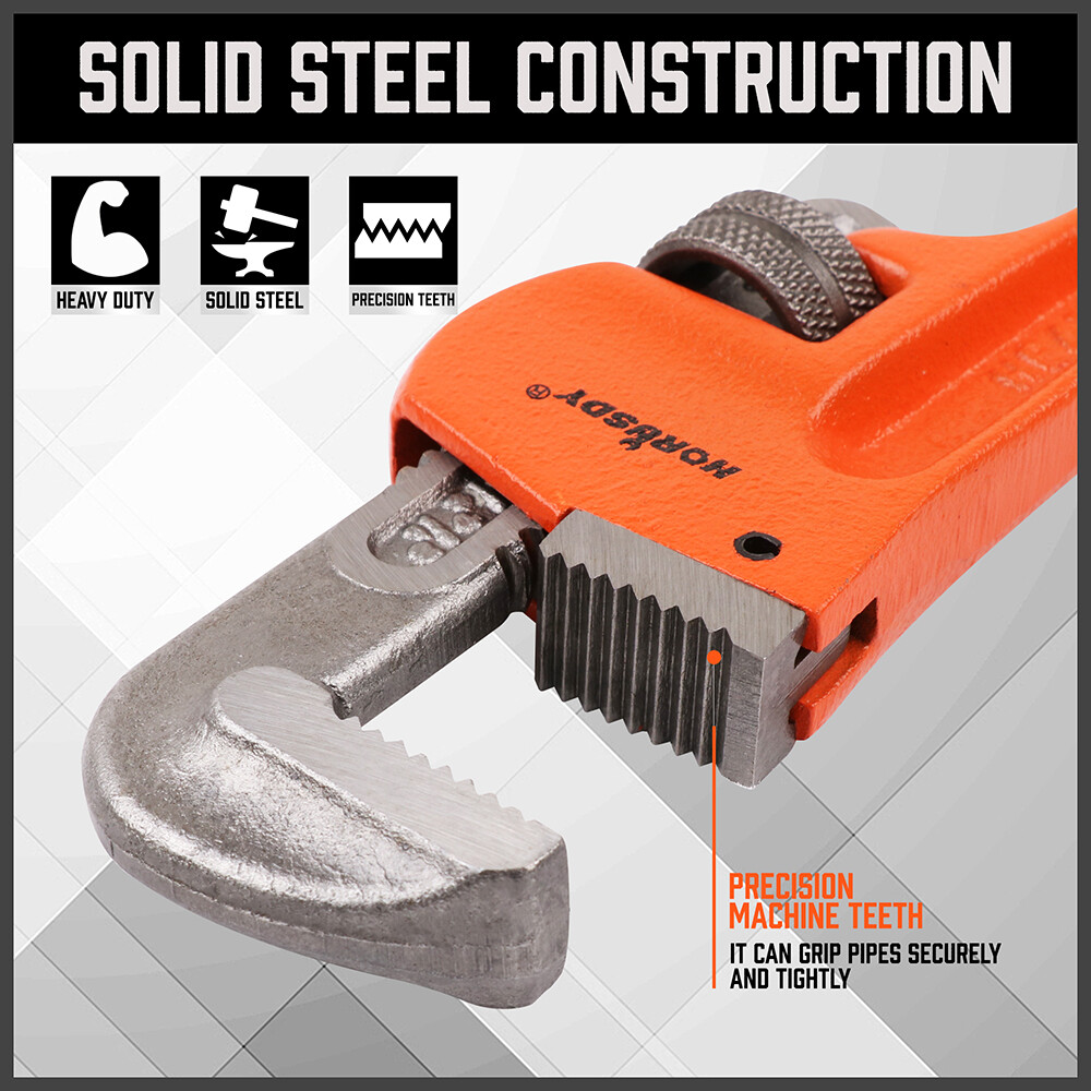 4pc Heavy Duty Pipe Wrench Set Monkey Heat Treated Adjustable 8" 10" 12" 14" NEW