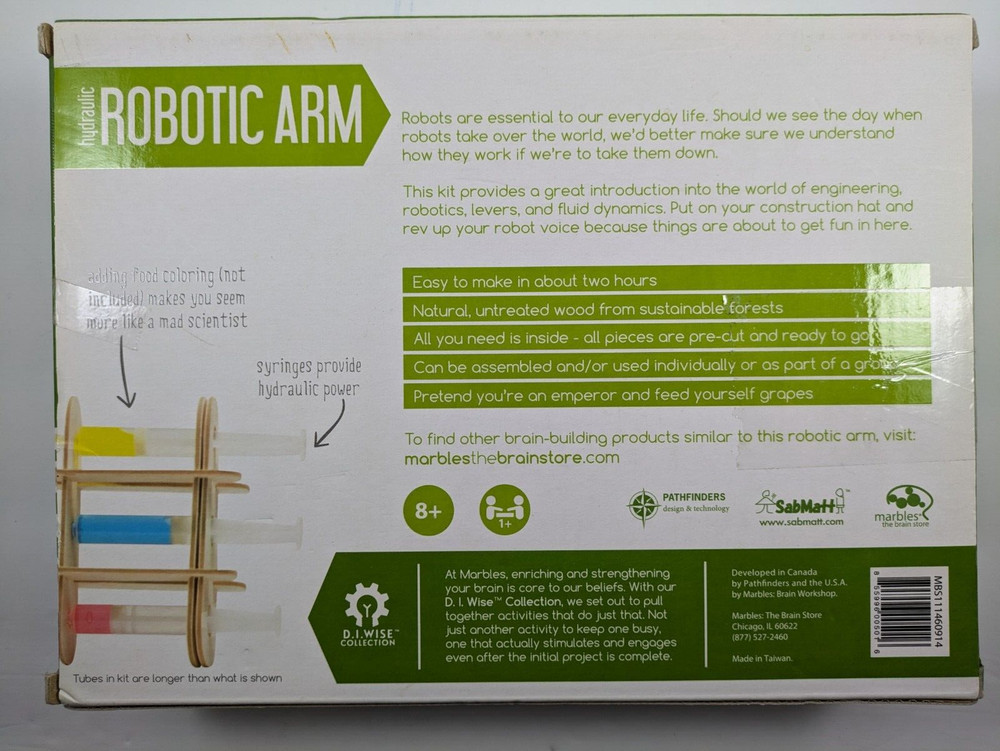Marbles Robotic Arm Hydraulic Building STEM Science Kit Brain Workshop - NEW