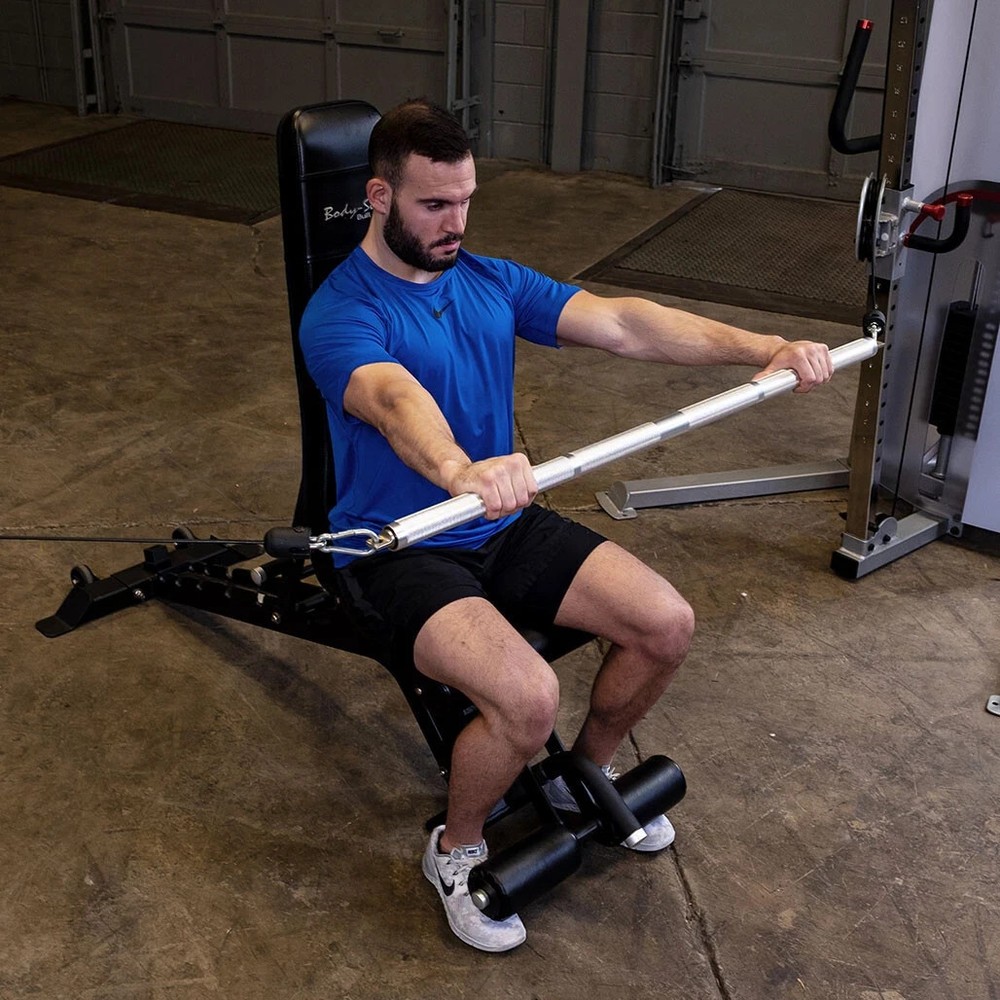 Body Solid Tools Aluminum Double Dual Hook Swivel Bar for Functional Trainer