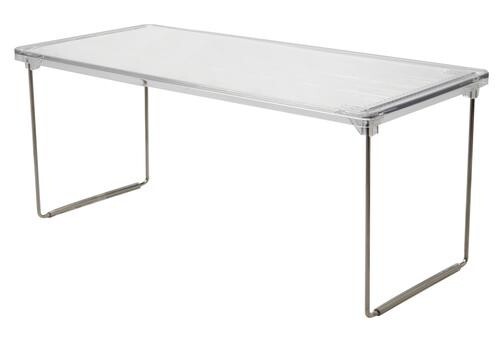 iDESIGN 16" MODERN CLEAR ACRYLIC SHELF ORGANIZER, HEAVY DUTY FOLDING STACKABLE