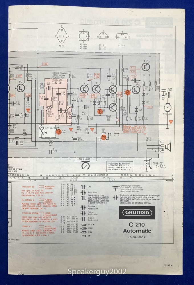 Original Grundig Foldout Schematic - C250 FM