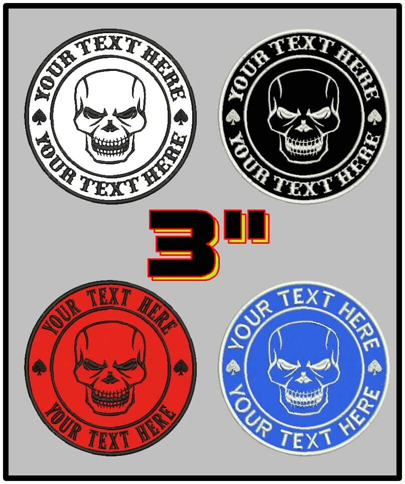 Custom Embroidered Skull Head Logo Round Patch MC Biker Motorcycle 2 Sizes USA