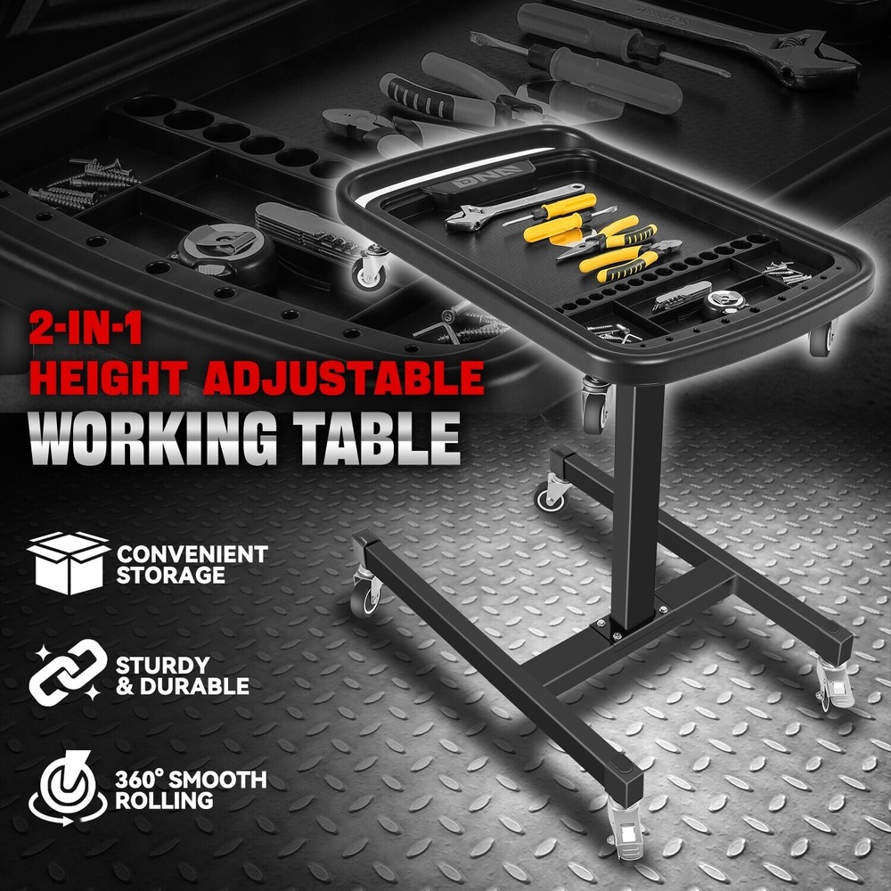 2-In-1 30.5"-47.2" Adjustable Height Working Table 130lbs. Capacity w/ Rollers