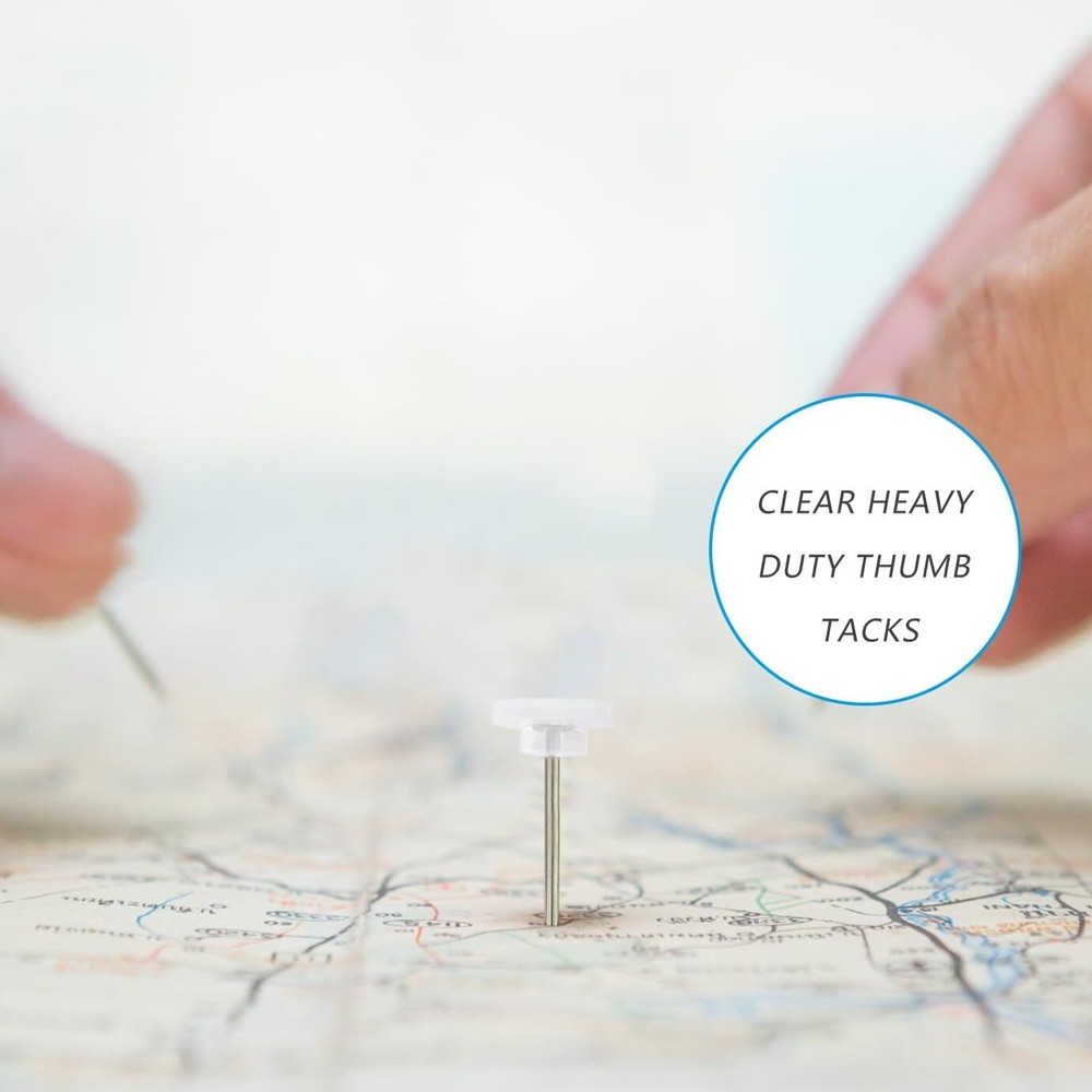 150 Count Push Pins, Willrain Clear Thumb Tacks Suitable, Tacks...