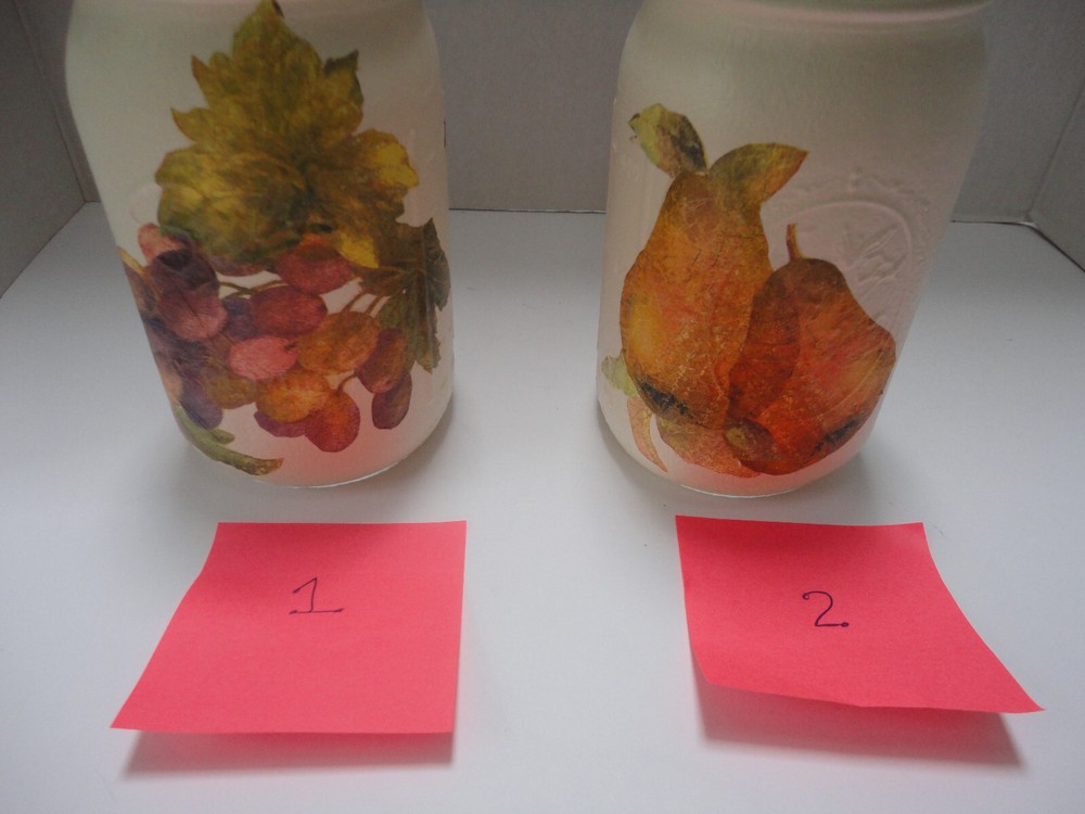 Decoupage Quart Mason Jar--Pears, Grapes( Hand Made)