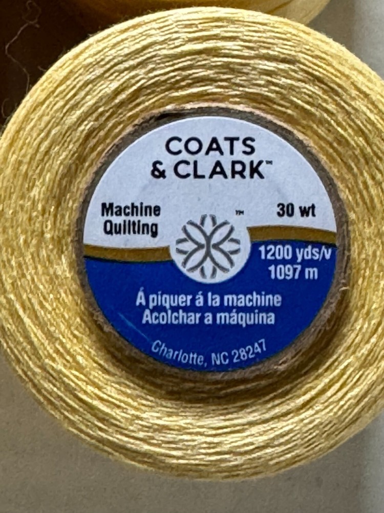 Lots 4 Coats Cotton Machine Quilting Solid Thread 1200yd-ea. Yellow 100% Cotton