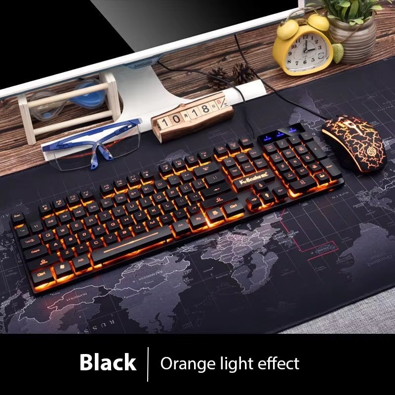 KM320 Waterproof Luminous Gaming Keyboard & Mouse Set Backlit RGB