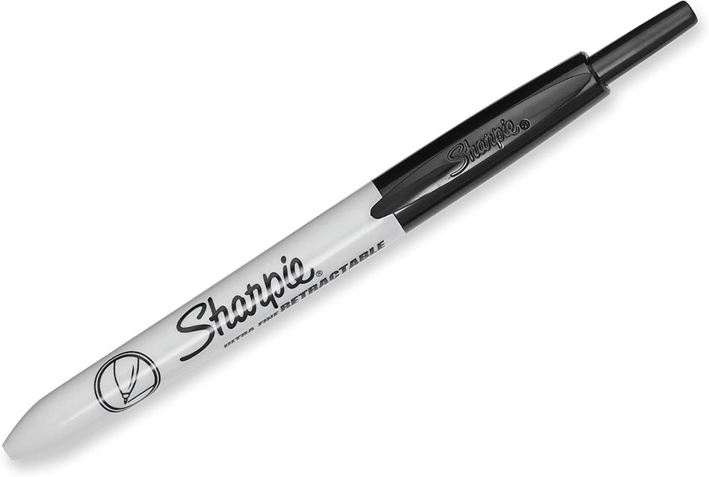 Retractable Permanent Markers, Ultra Fine Point, Black, 12 Count