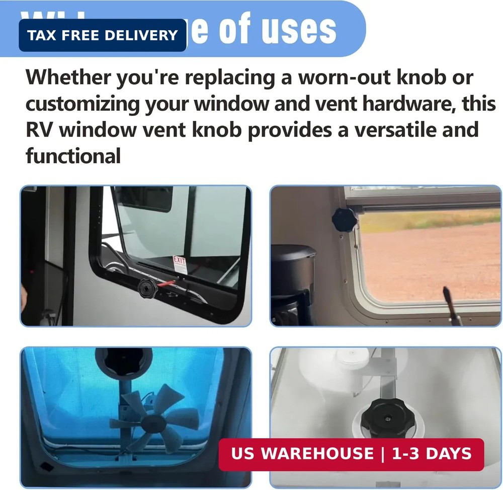 8-Pack 20345 RV Camper Window and Vent Knobs Crank Handle Turn Latch | Higher Qu