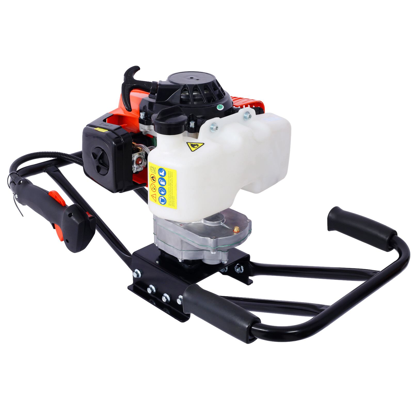 63cc Gas Powered Auger Post Hole Digger 2 Person Handle w/ 6" 10" Drill Bits