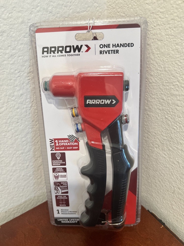 Arrow One Handed Riveter Tool Quick Change Color Coded Rivet Heads Model RT188M