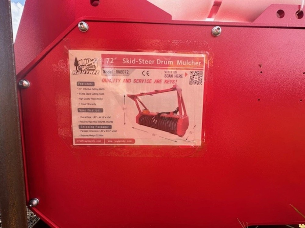 Skid Steer Forestry Drum Mulcher 72in Raytree