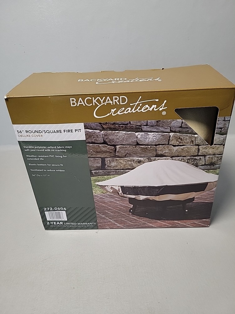 56" Backyard Creations Round/ Square Fire Pit Deluxe Cover.