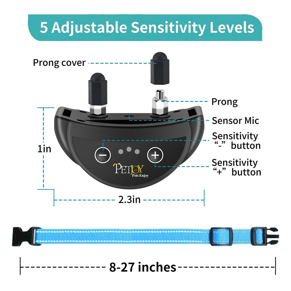 Dog Bark Collar, Automatic Barking Collars, Bark Shock Collar with 5 Adjustab...