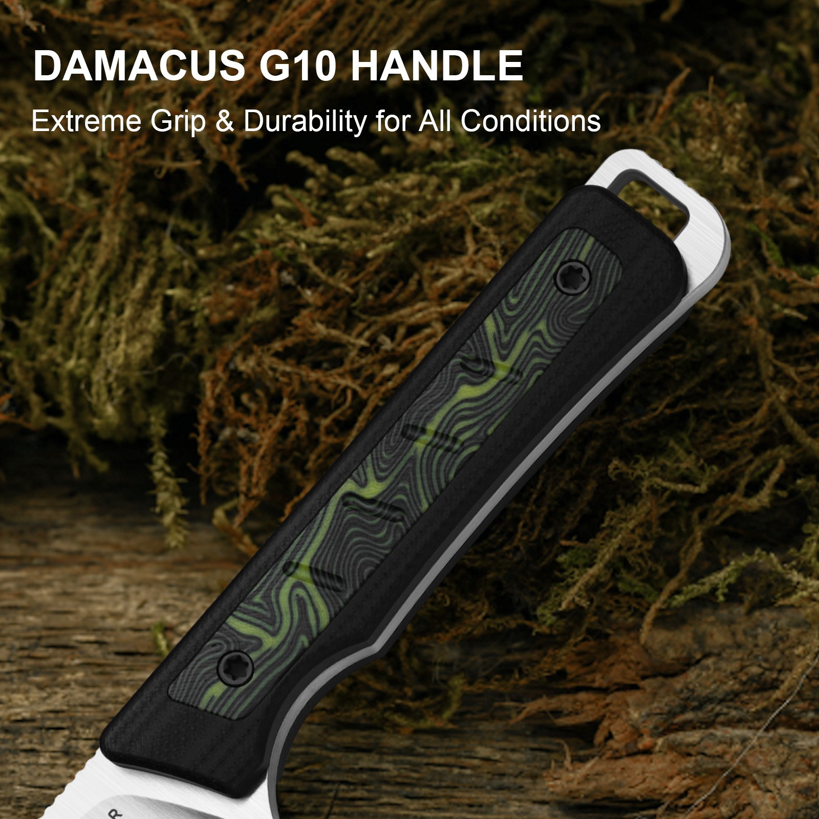 Kizer Whiskey Jack Fixed Knife AEB-L Blade G10 & Damascus G10 Handle With Sheath