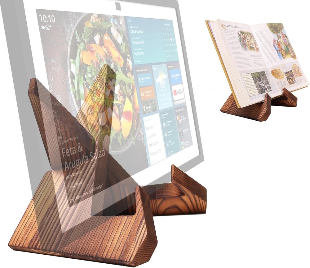 Solid Wood Tablet Computer Stands Compatible for Echo Show 15,Echo Show 21,Su...