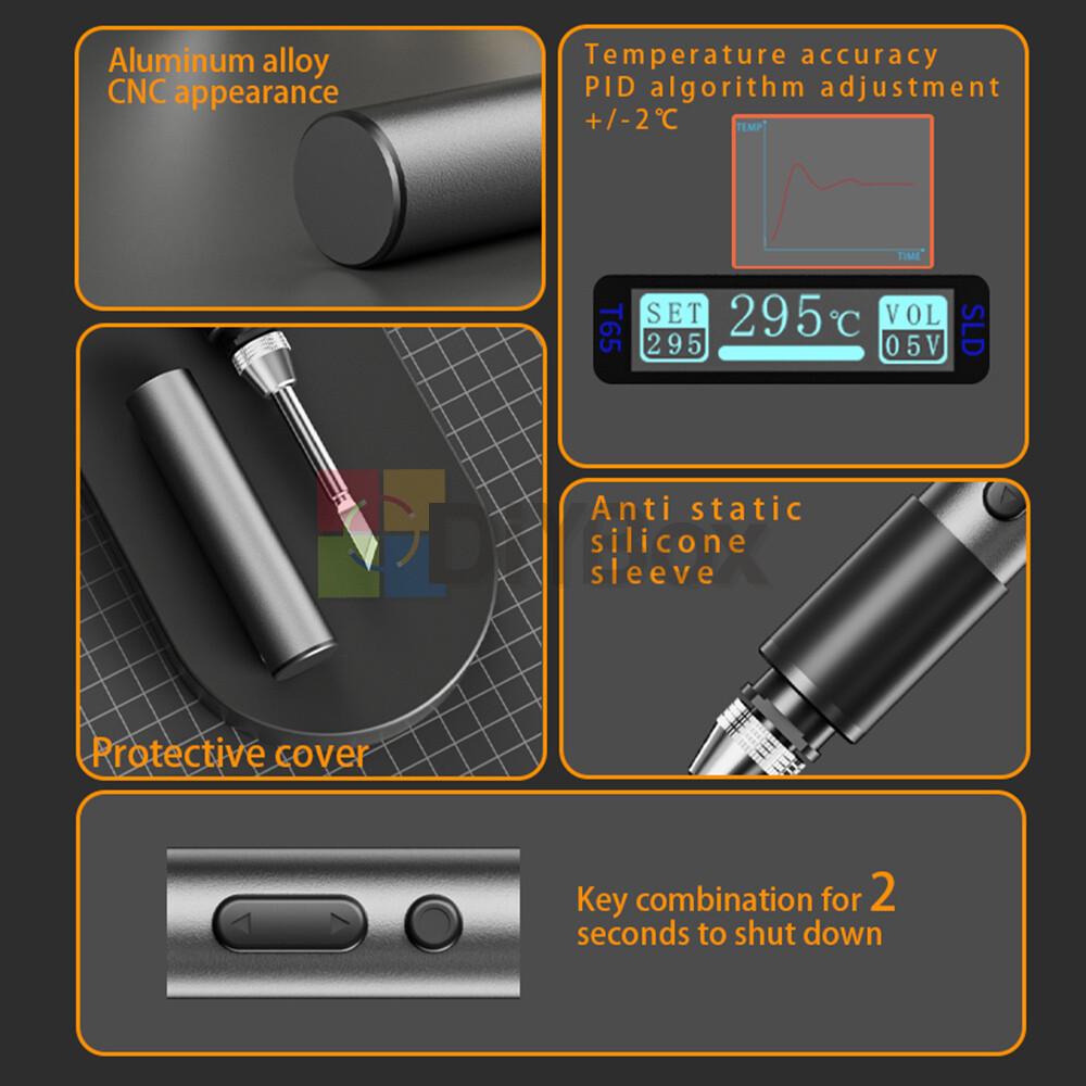 MINI65 Smart PD 65W Electric Soldering Iron Adjustable Temperature OLED Screen