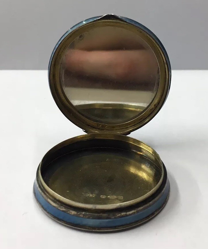 Art Deco 1928 Cohen & Charles Solid Silver Enamel & Marcasite Compact 31.7g