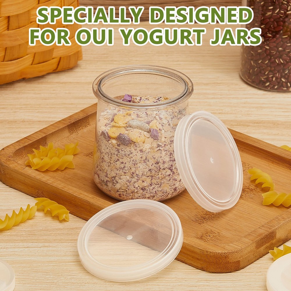 24 Pcs Yogurt Container Lids Replacement Compatible with Oui Yogurt Jars