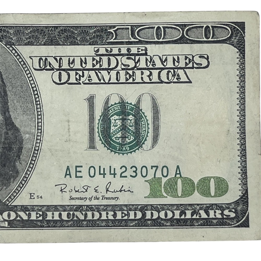 Rare Misaligned Serial Number Printing Error $100 Bill 1996 One Hundred
