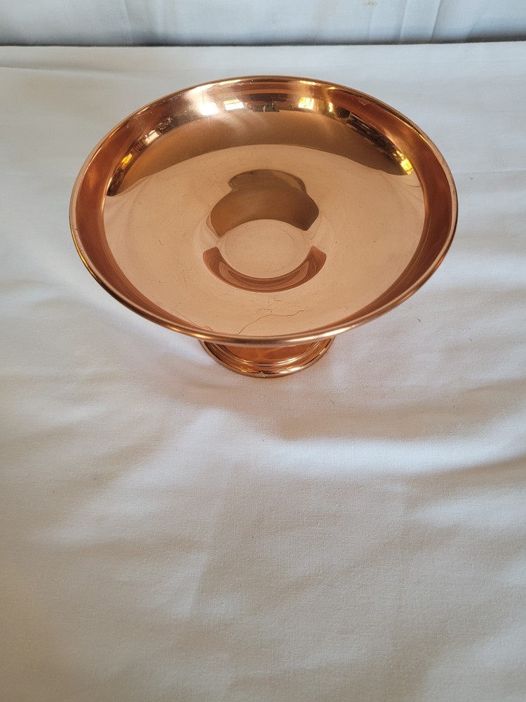 Coppercraft guild compote 4 1/4" tall, 7" diameter
