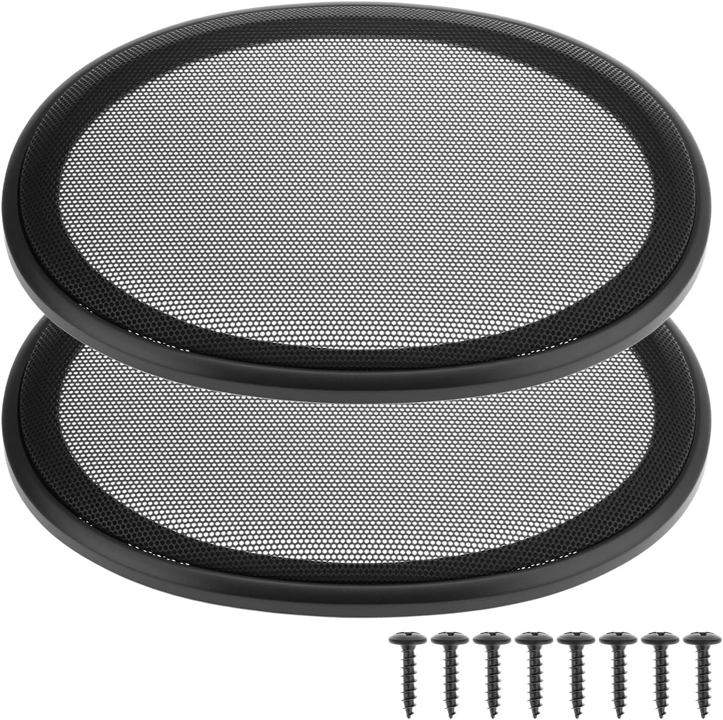 QWORK 6" X 9" Speaker Grill Covers with ABS Plastic Frame & Metal Mesh, Protect