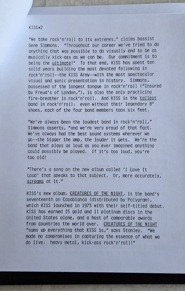 KISS Creatures of Night 40th Super Deluxe Set Press Kit - Folder/Poster/& More!