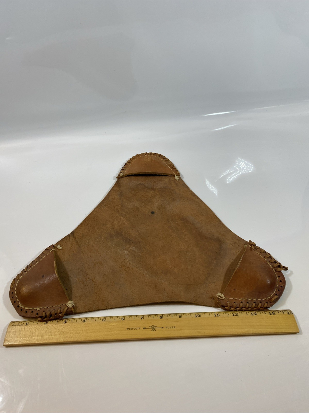 Vintage Leather Tripod Stool Cover Mexican Aztec Calendar Saddle Hand Tooled