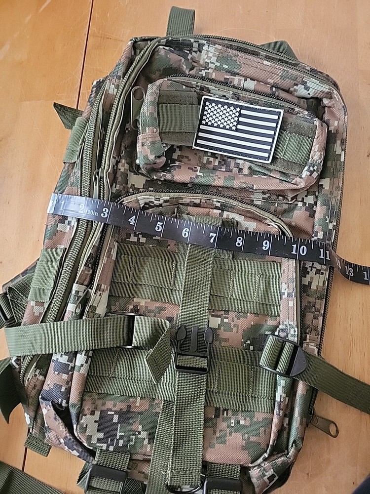 Green Tan Camo Hunting School Hiking Backpack With Removable Flag Patch