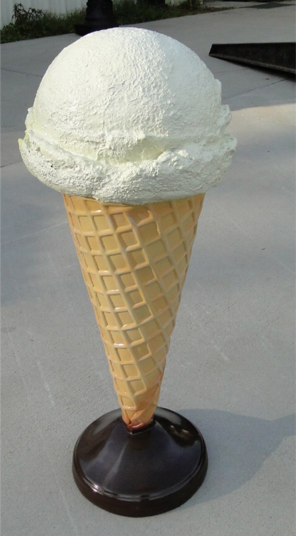 French Vanilla Ice Cream Cone Standing Shop Display Floor Sign 3 Ft