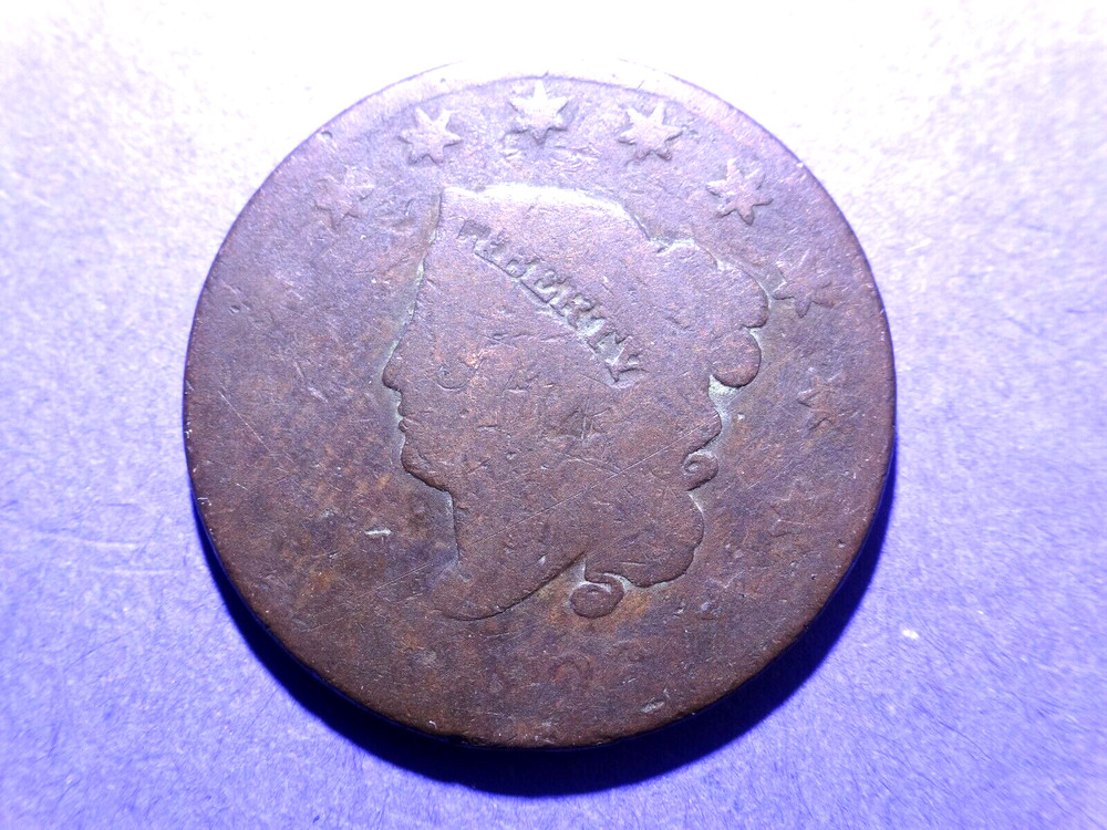 1826 Coronet Head Large Cent  AG  graffiti