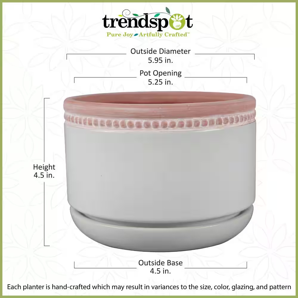 6 In. Ada White Ceramic Planter