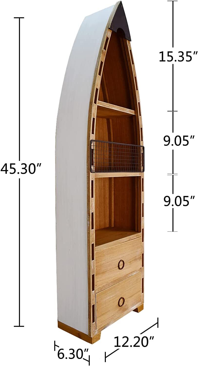 Wood Boat Shelf Wall Decor, Decorative Standing Boat Shelves Tabletop Home Decor