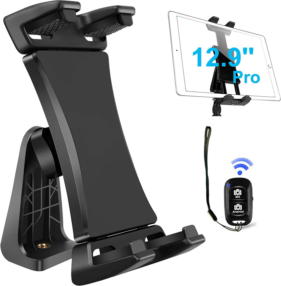 Ipad Tablet Tripod Mount Adapter 360 Degree Rotatable Universal Clamp Holder wit