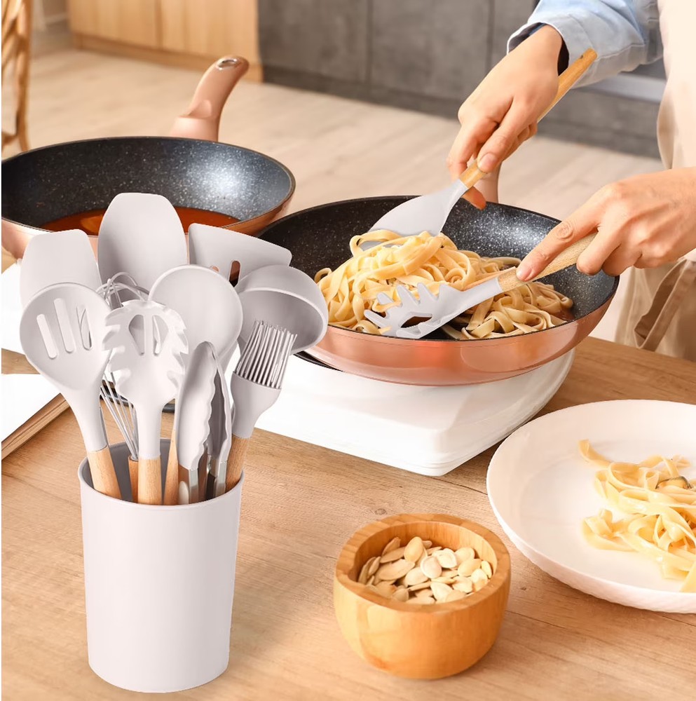 Mainstays 14pc Silicone & Bamboo Cooking Utensil Set Kitchen Tools