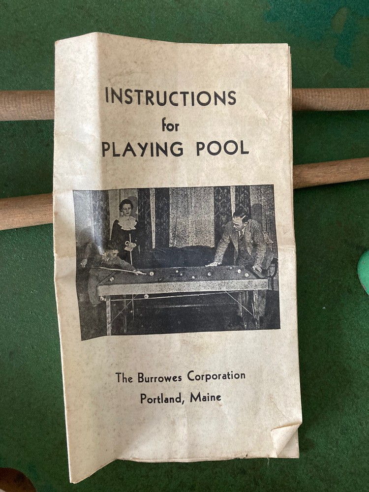 VINTAGE BURROWES POOL TABLE- table top 1940’s