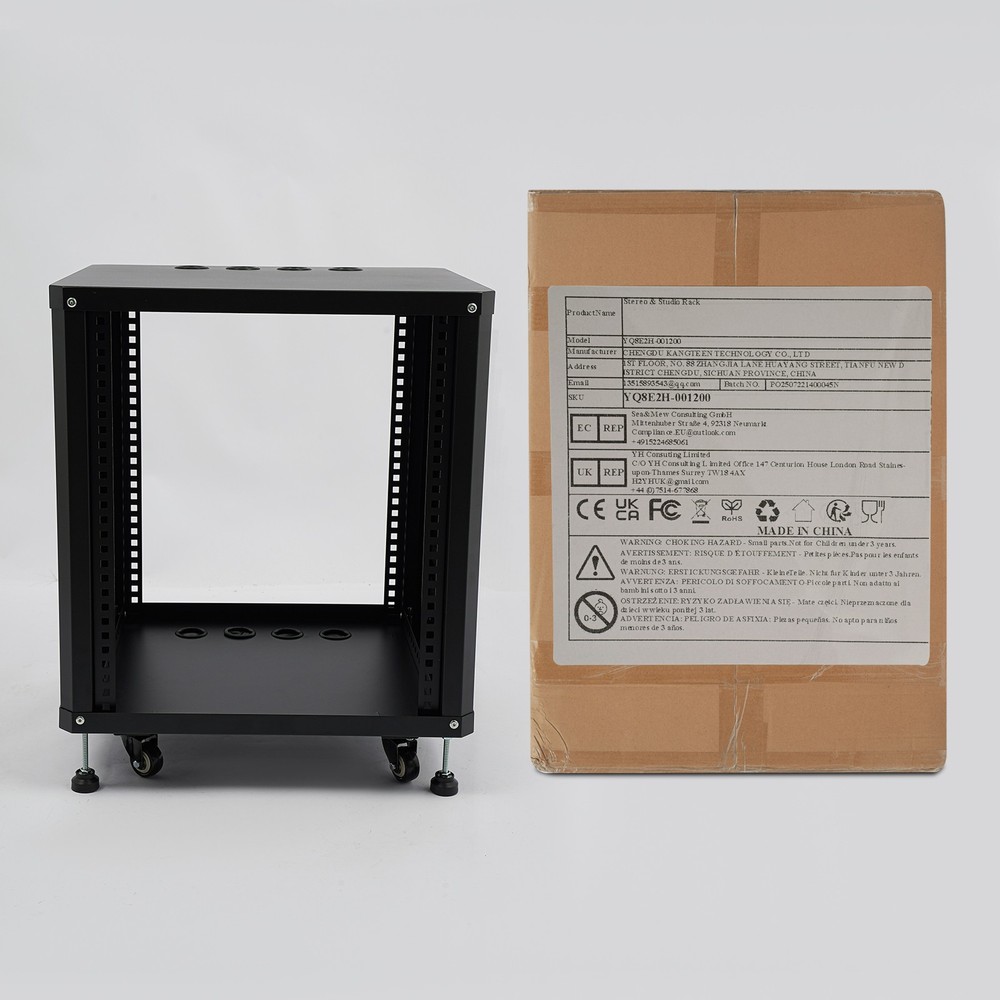 Network & Stereo Rack with Caster Wheels, Rolling Server Rack Open Cabinet