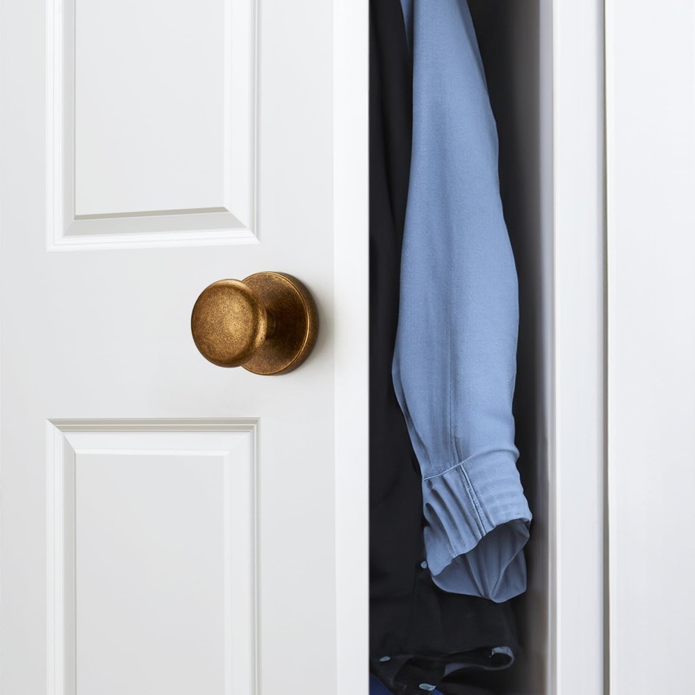 Rotating Dummy Door Knob Set – 2 Pack Antique Brass Round Decorative Knobs