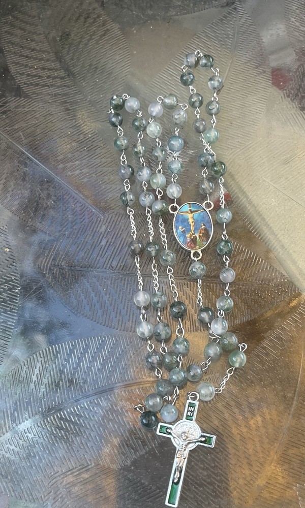 Green Moss Agate Rosary