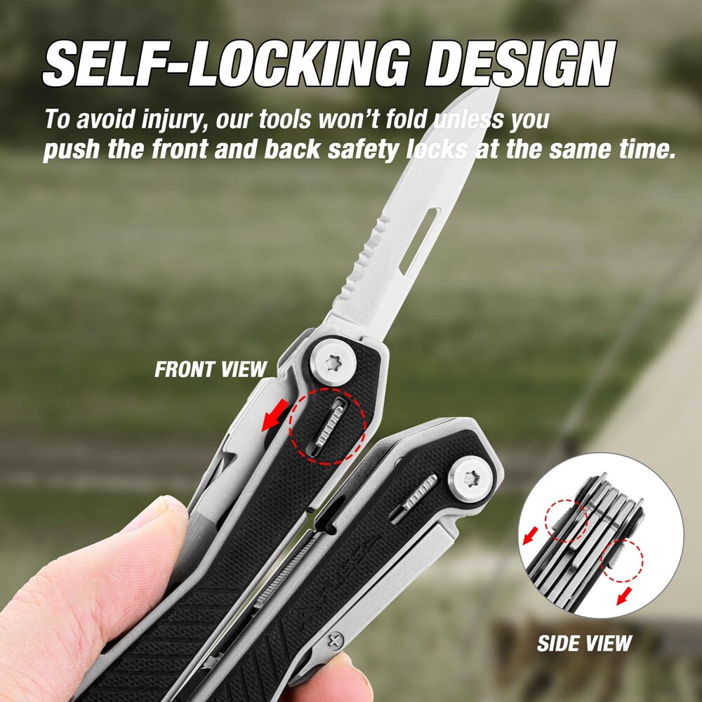 Self-locking Utility Multitools 16-in-1 Multi Tool Stainless Pocket Knife Pliers