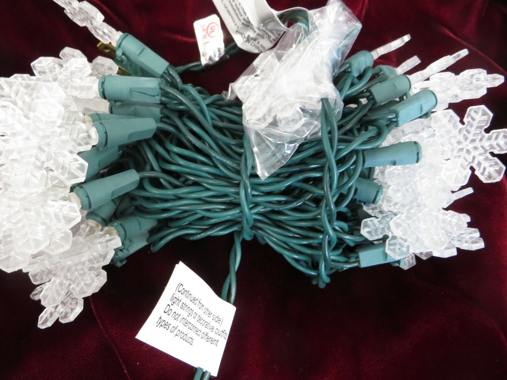 String of 60 LED Snowflake Christmas Lights -- Never Used
